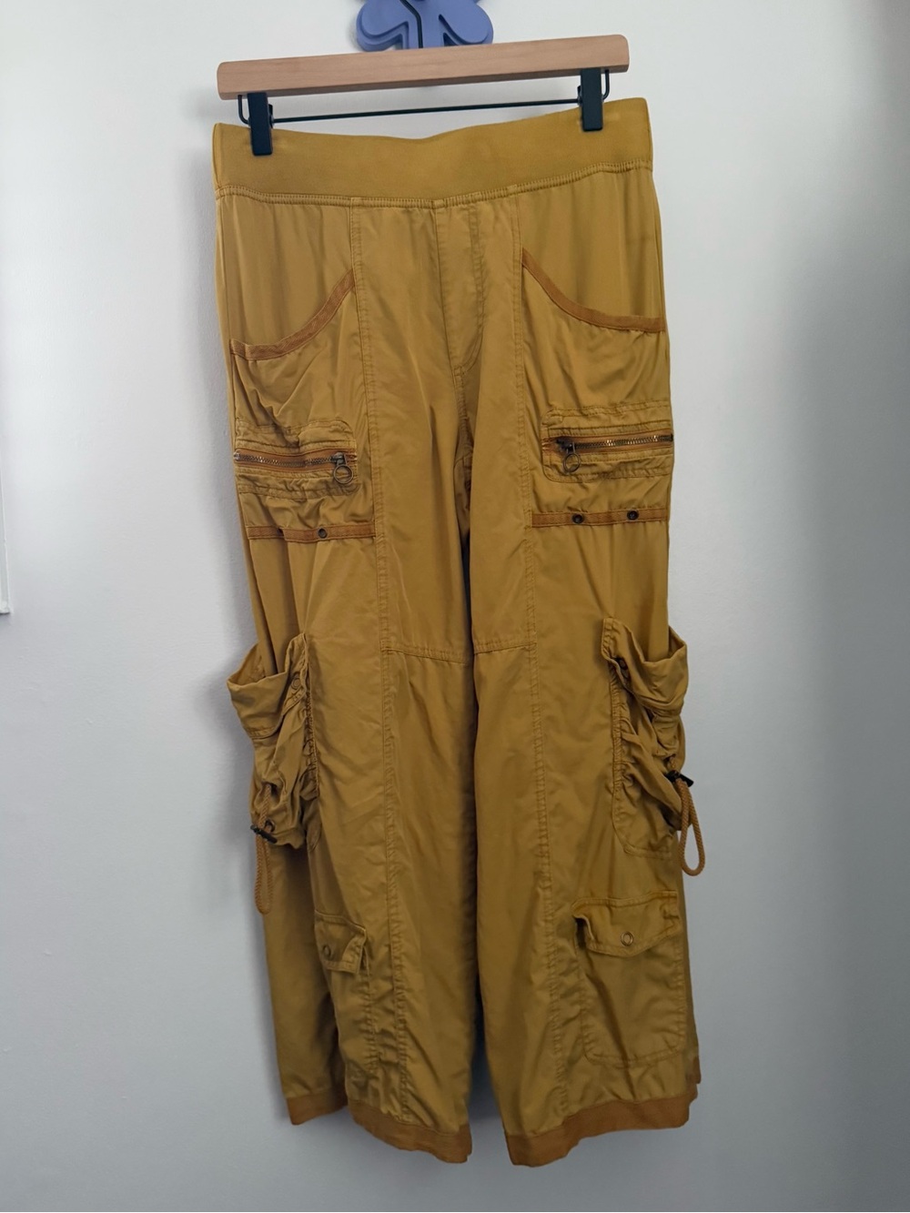 Xcvi XS Yellow Marigold Pants Straight Baggy Cargo Boho Gypsy Hippie Relaxed
